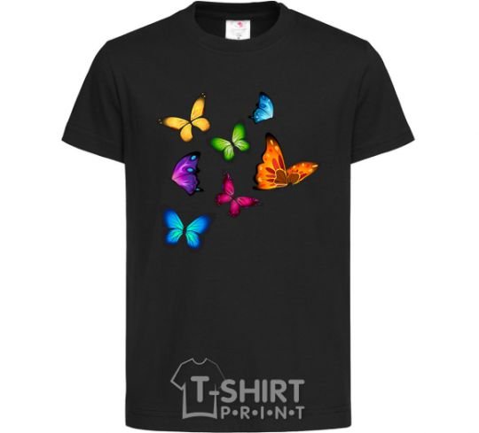 Kids T-shirt Multicolored Butterflies black фото