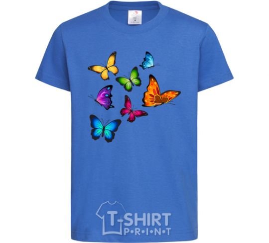 Kids T-shirt Multicolored Butterflies royal-blue фото