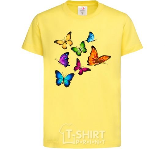 Kids T-shirt Multicolored Butterflies cornsilk фото