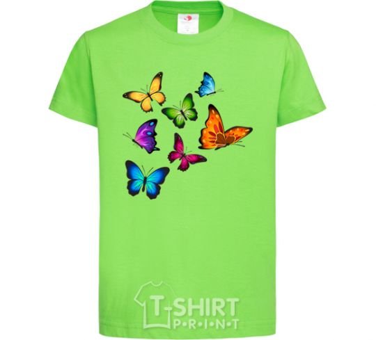 Kids T-shirt Multicolored Butterflies orchid-green фото