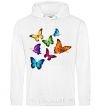 Men`s hoodie Multicolored Butterflies White фото