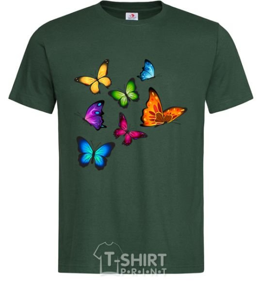 Men's T-Shirt Multicolored Butterflies bottle-green фото