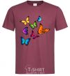 Men's T-Shirt Multicolored Butterflies burgundy фото