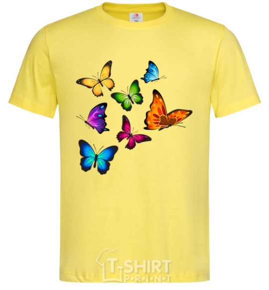 Men's T-Shirt Multicolored Butterflies cornsilk фото