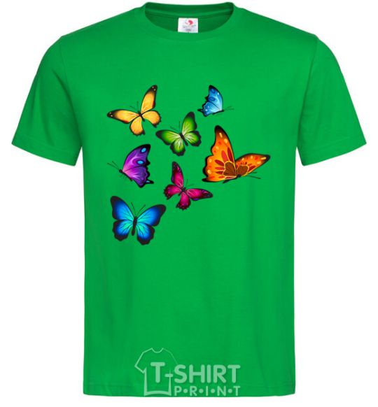 Men's T-Shirt Multicolored Butterflies kelly-green фото