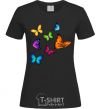 Women's T-shirt Multicolored Butterflies black фото