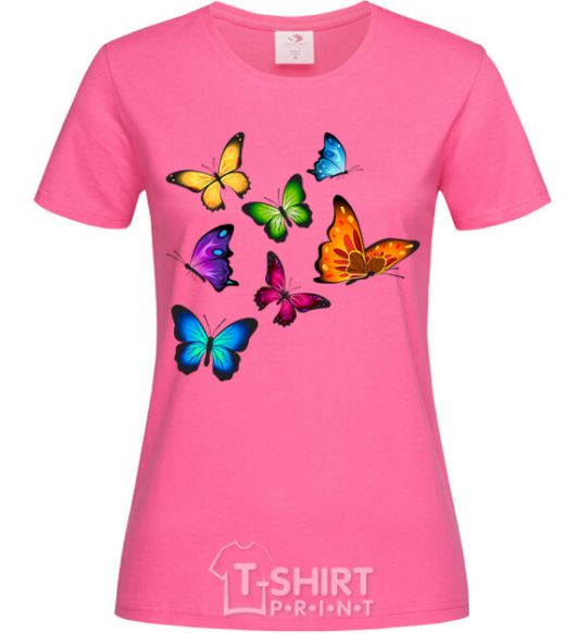 Women's T-shirt Multicolored Butterflies heliconia фото