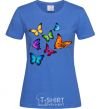 Women's T-shirt Multicolored Butterflies royal-blue фото