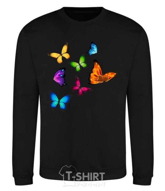 Sweatshirt Multicolored Butterflies black фото
