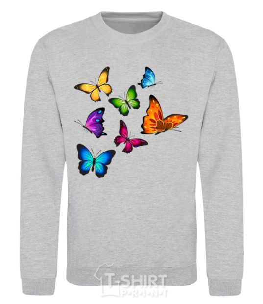 Sweatshirt Multicolored Butterflies sport-grey фото