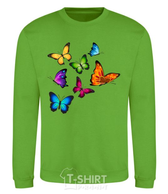 Sweatshirt Multicolored Butterflies orchid-green фото