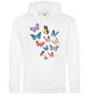 Men`s hoodie Different butterflies White фото