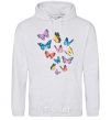 Men`s hoodie Different butterflies sport-grey фото