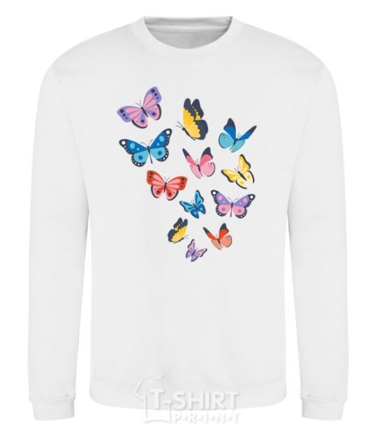 Sweatshirt Different butterflies White фото