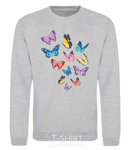 Sweatshirt Different butterflies sport-grey фото