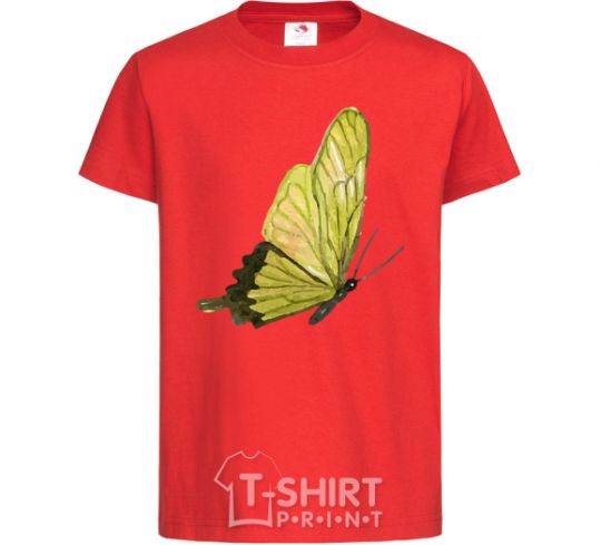 Детская футболка Зеленая бабочка Красный фото