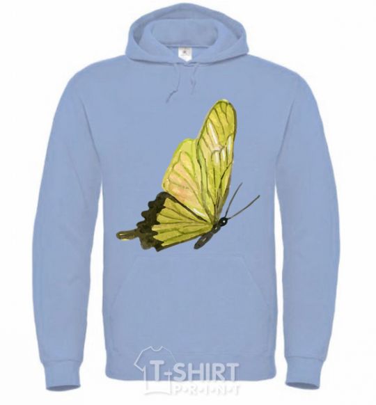 Men`s hoodie Green butterfly sky-blue фото