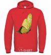 Men`s hoodie Green butterfly bright-red фото