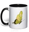 Mug with a colored handle Green butterfly black фото