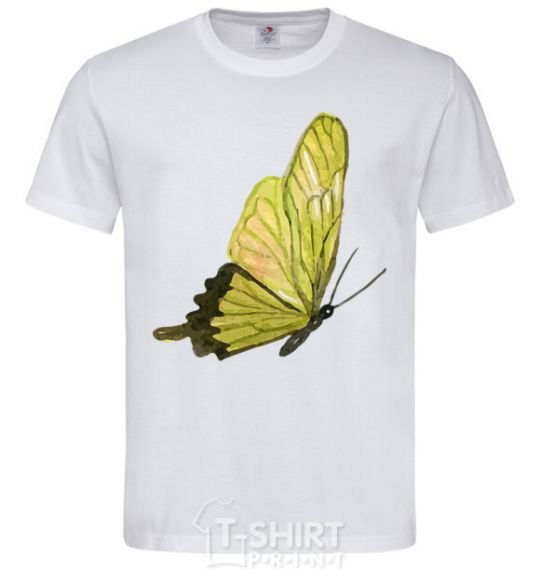 Men's T-Shirt Green butterfly White фото