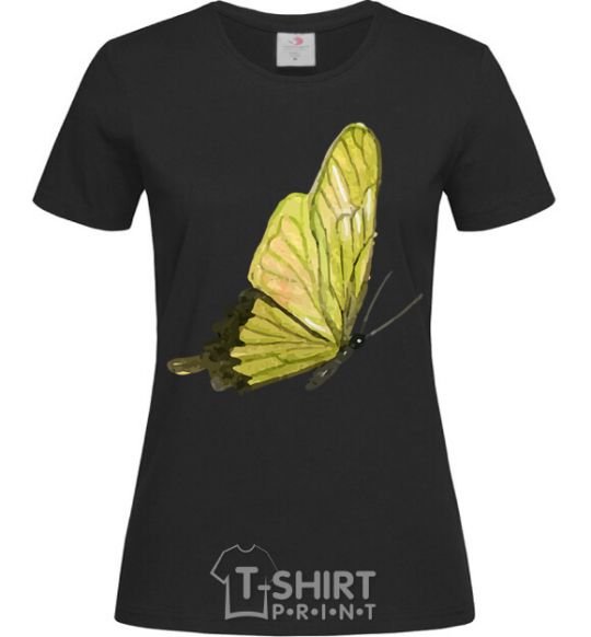 Женская футболка Зеленая бабочка Черный фото