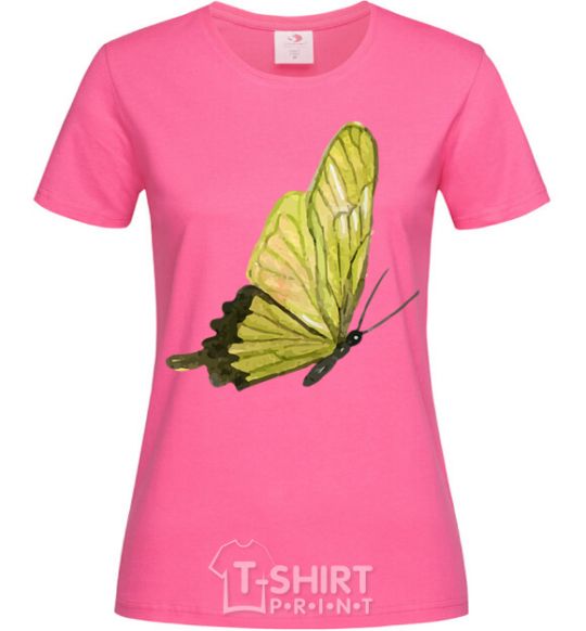 Женская футболка Зеленая бабочка Ярко-розовый фото