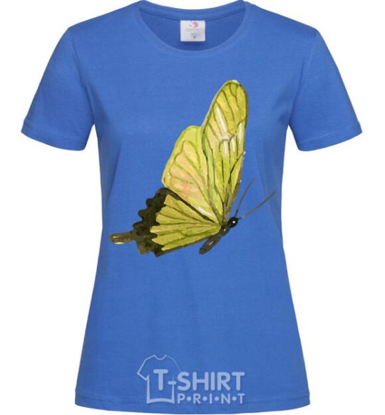 Женская футболка Зеленая бабочка Ярко-синий фото