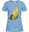 Women's T-shirt Green butterfly sky-blue фото