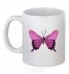 Ceramic mug Purple butterfly White фото