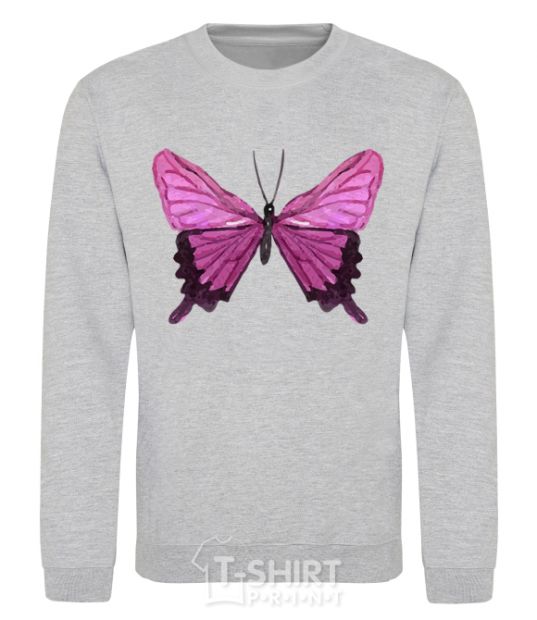 Свитшот Фиолетовая бабочка Серый меланж фото