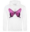 Men`s hoodie Purple butterfly White фото