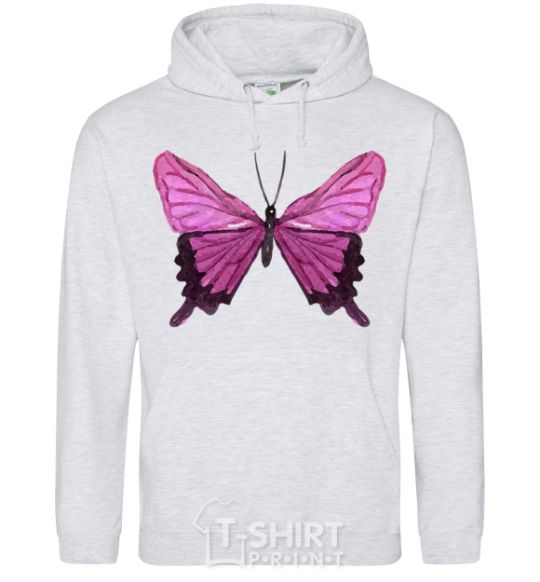 Men`s hoodie Purple butterfly sport-grey фото