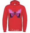 Мужская толстовка (худи) Фиолетовая бабочка Ярко-красный фото
