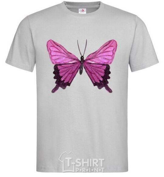 Men's T-Shirt Purple butterfly grey фото