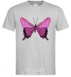 Men's T-Shirt Purple butterfly grey фото