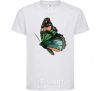 Kids T-shirt Green butterfly with orange dots White фото