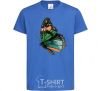 Kids T-shirt Green butterfly with orange dots royal-blue фото