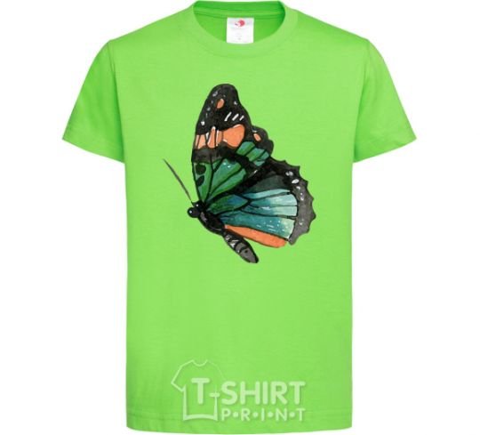 Kids T-shirt Green butterfly with orange dots orchid-green фото