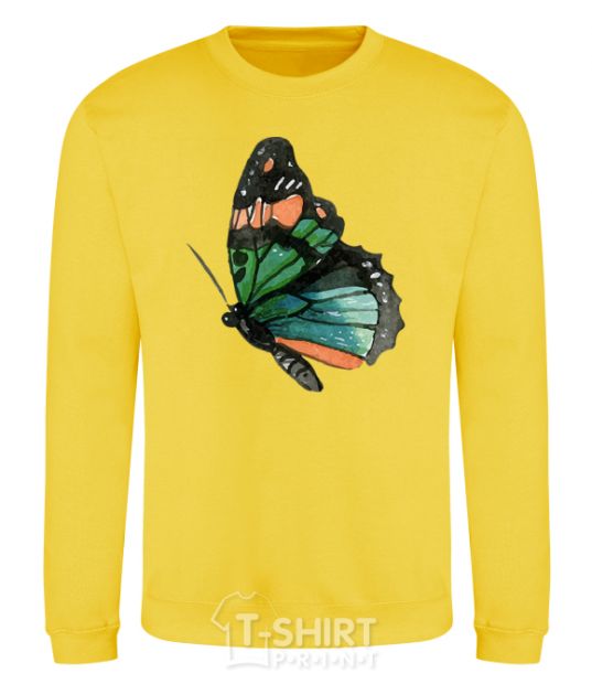 Свитшот Зеленая бабочка с оранжевыми точками Солнечно желтый фото