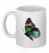 Ceramic mug Green butterfly with orange dots White фото