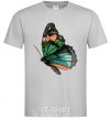 Men's T-Shirt Green butterfly with orange dots grey фото