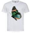 Men's T-Shirt Green butterfly with orange dots White фото