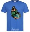 Men's T-Shirt Green butterfly with orange dots royal-blue фото