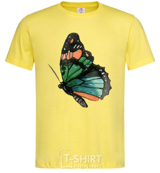 Men's T-Shirt Green butterfly with orange dots cornsilk фото