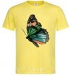 Men's T-Shirt Green butterfly with orange dots cornsilk фото