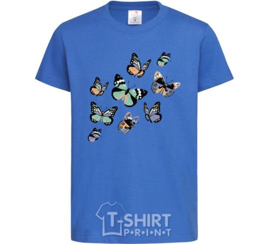 Kids T-shirt A drawing of butterflies royal-blue фото