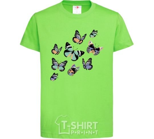 Kids T-shirt A drawing of butterflies orchid-green фото