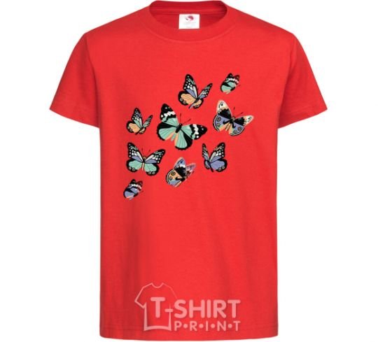 Kids T-shirt A drawing of butterflies red фото