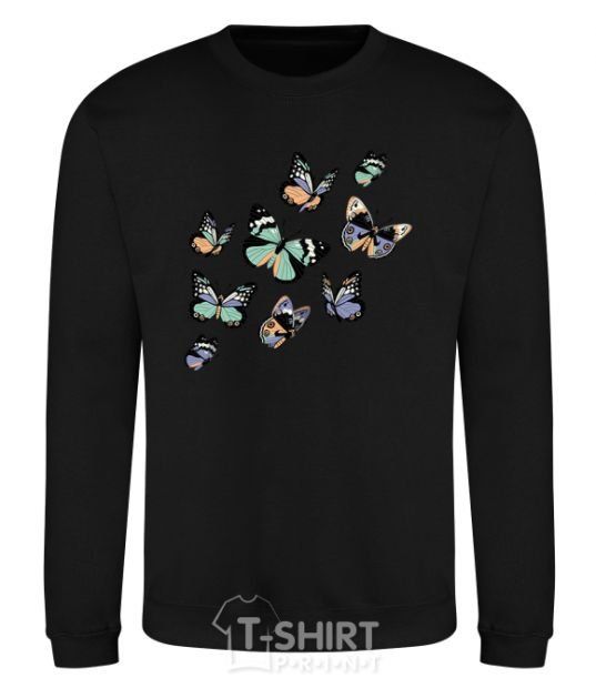 Sweatshirt A drawing of butterflies black фото
