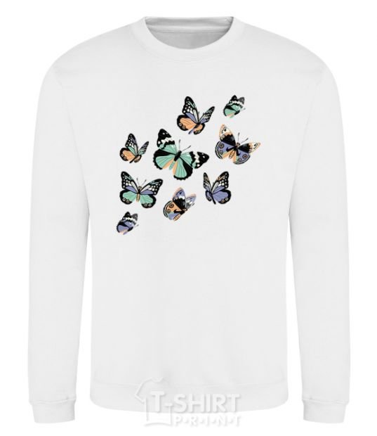 Sweatshirt A drawing of butterflies White фото